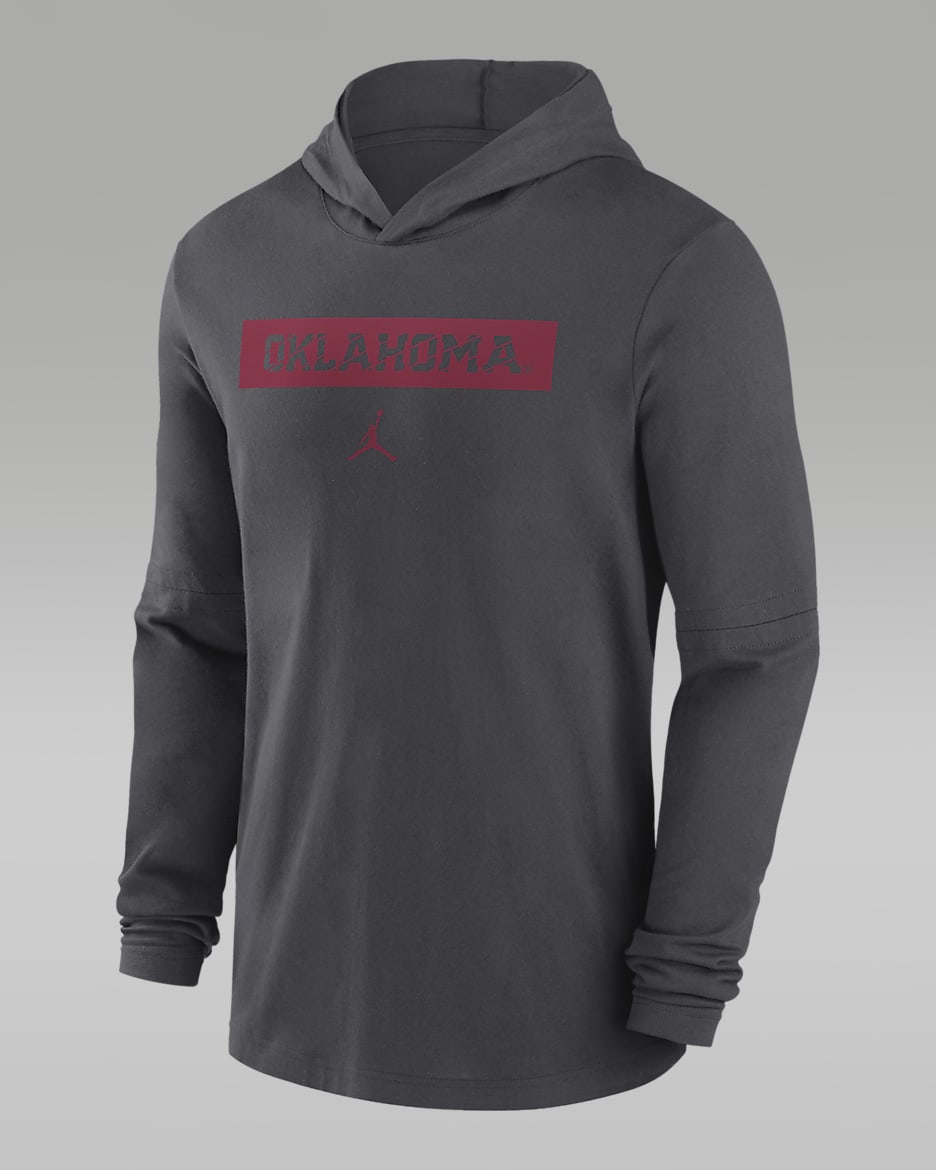 Oklahoma Sooners Sideline Men s Jordan Dri FIT College Long Sleeve Hooded Top